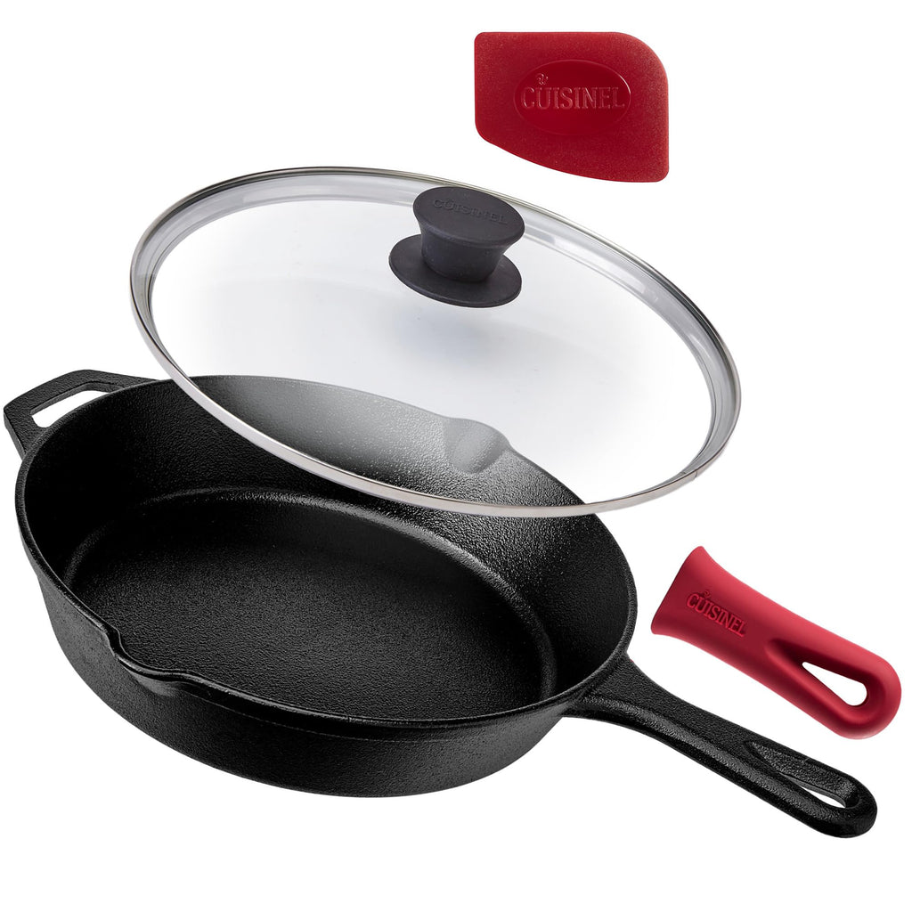 10 Inch Pre-Seasoned Cast Iron Skillet with Lid C3888