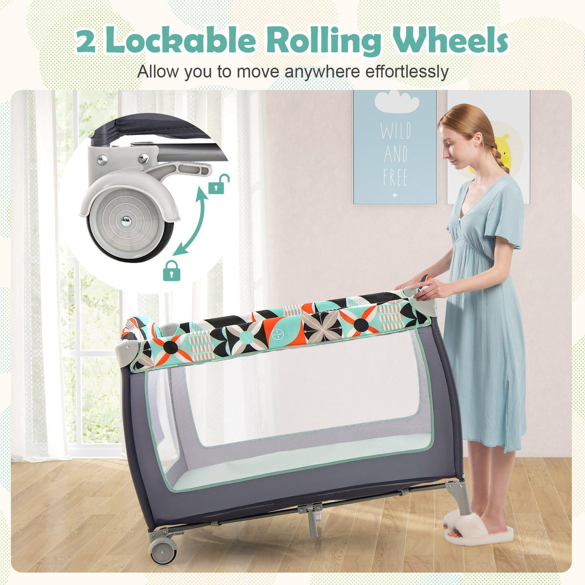 4 in 1 Portable Baby Crib Playpen with Bassinet R9018