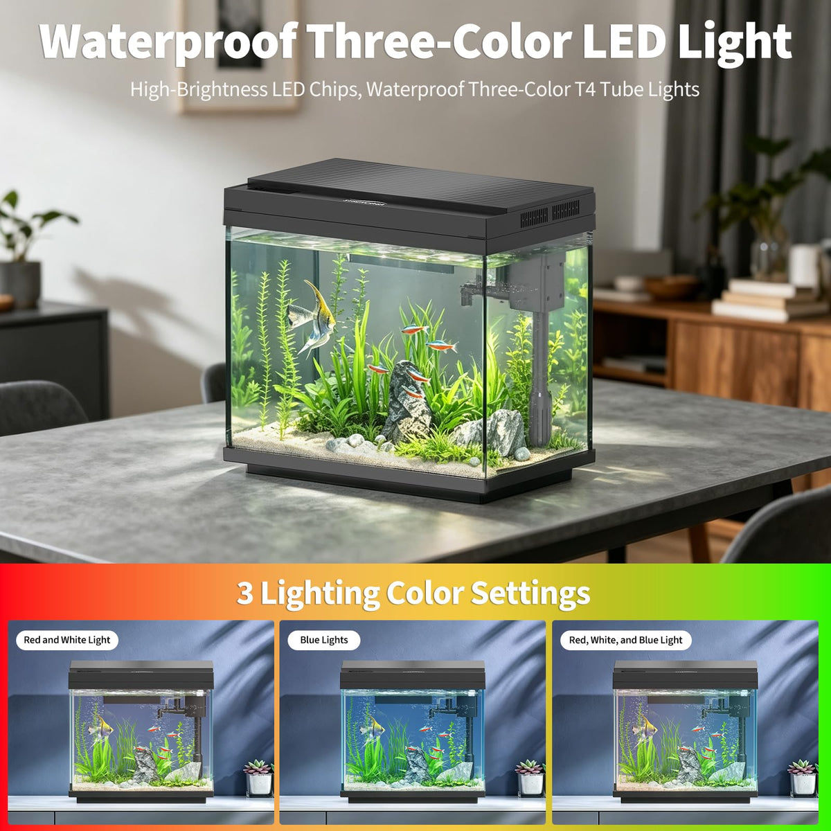 3 Gal Glass Fish Tank Kit with Filter & Light Z491