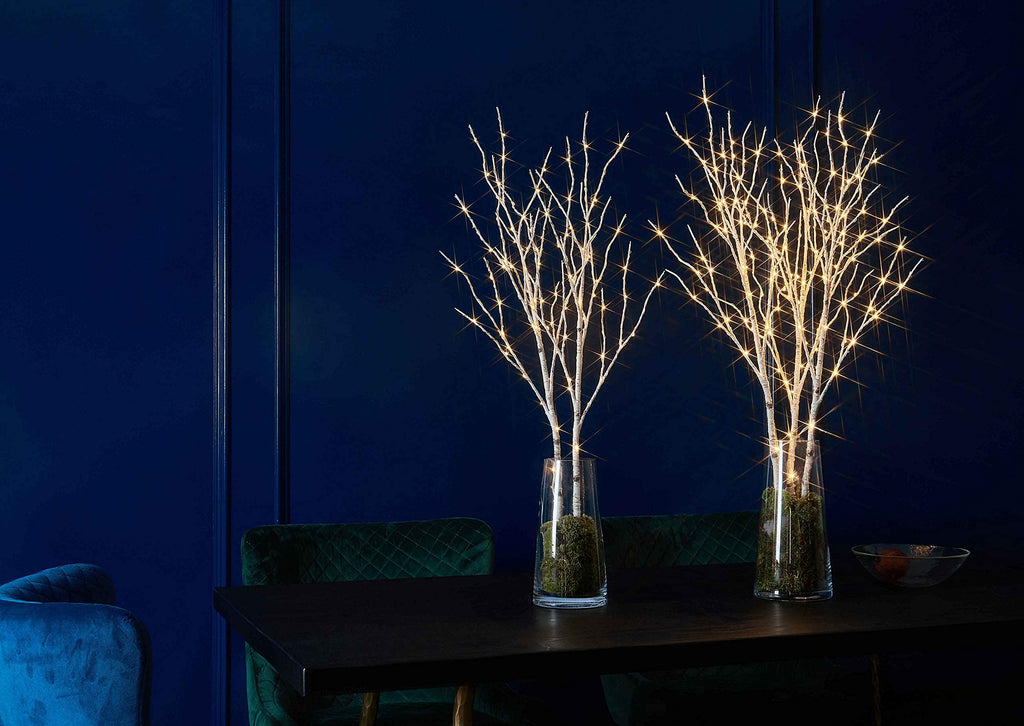 Lighted White Birch Twig Branches 30IN 150 LED with Timer and Dimmer W275294