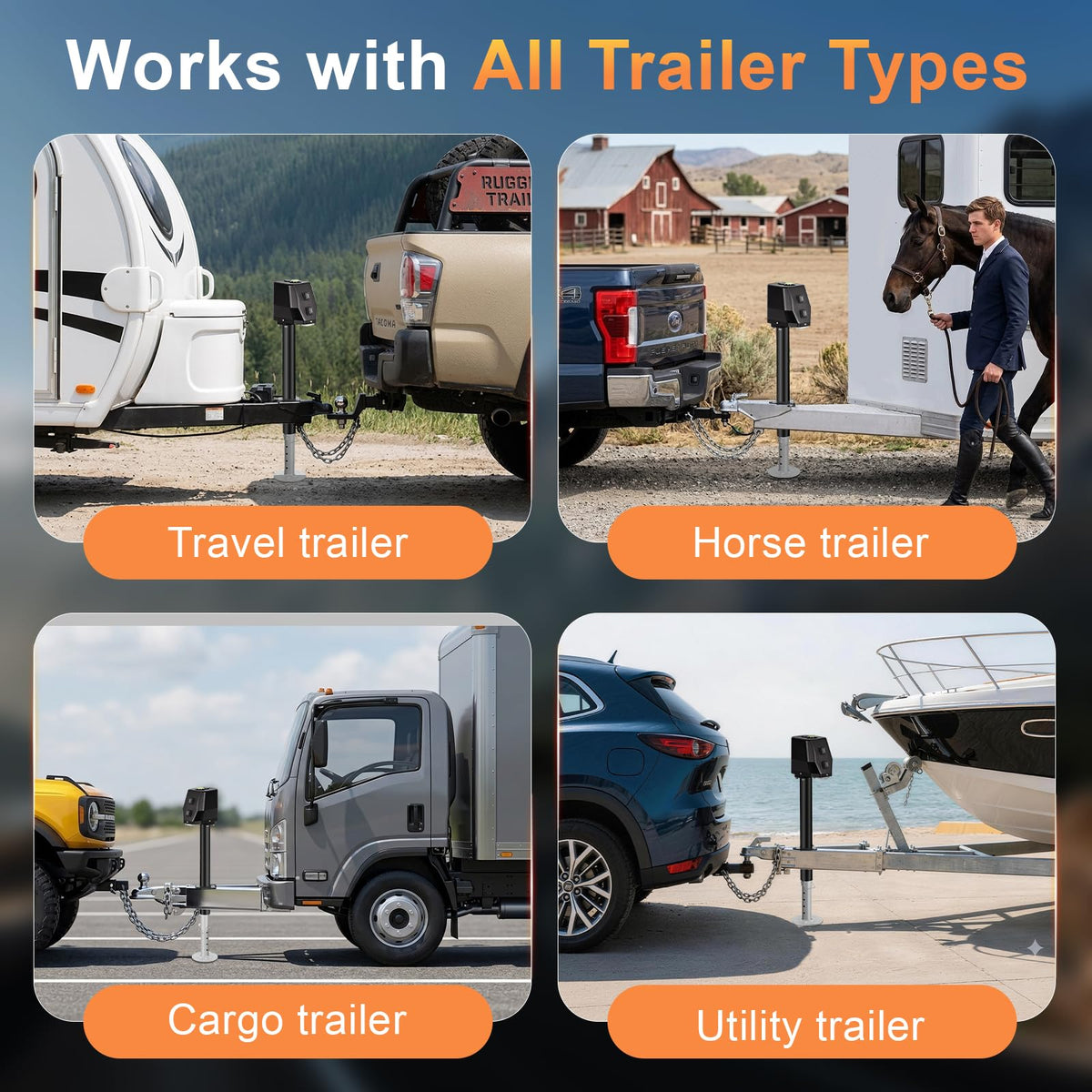 Waterproof Electric Trailer Jack with Built-in Spirit Level T327
