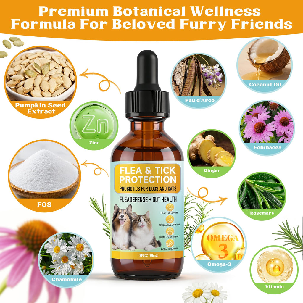 4-in-1 Natural Herbal Supplement Drops for Dogs & Cats X8305