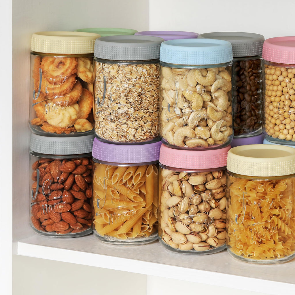 6 Pack 16 oz Glass Containers with Lids L58967