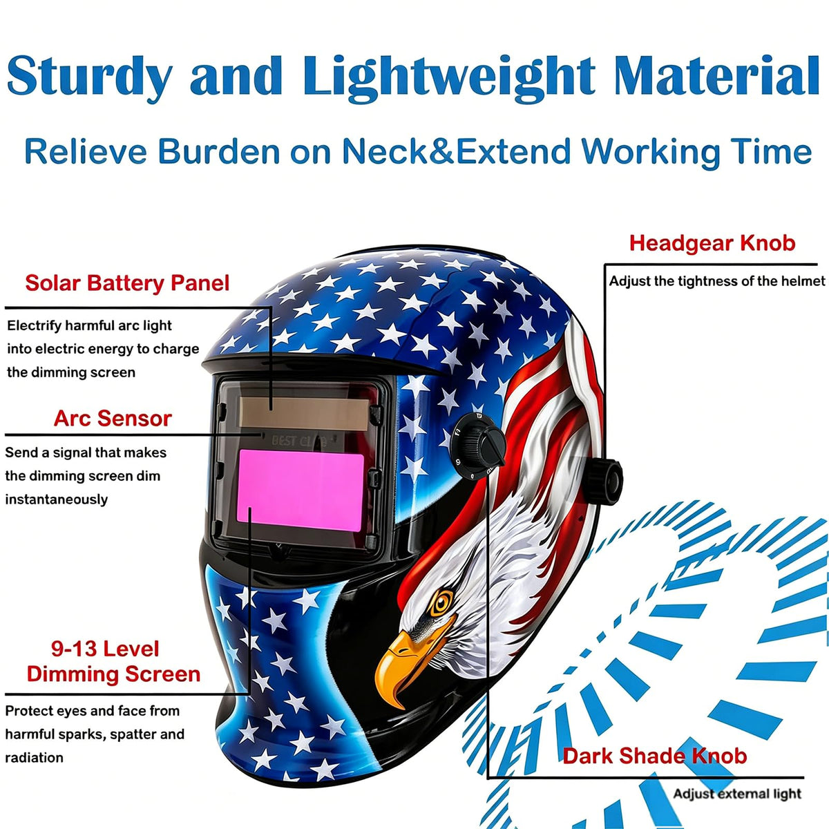Auto Darkening Welding Helmet with Adjustable Shade Range 4/9-13 C768707
