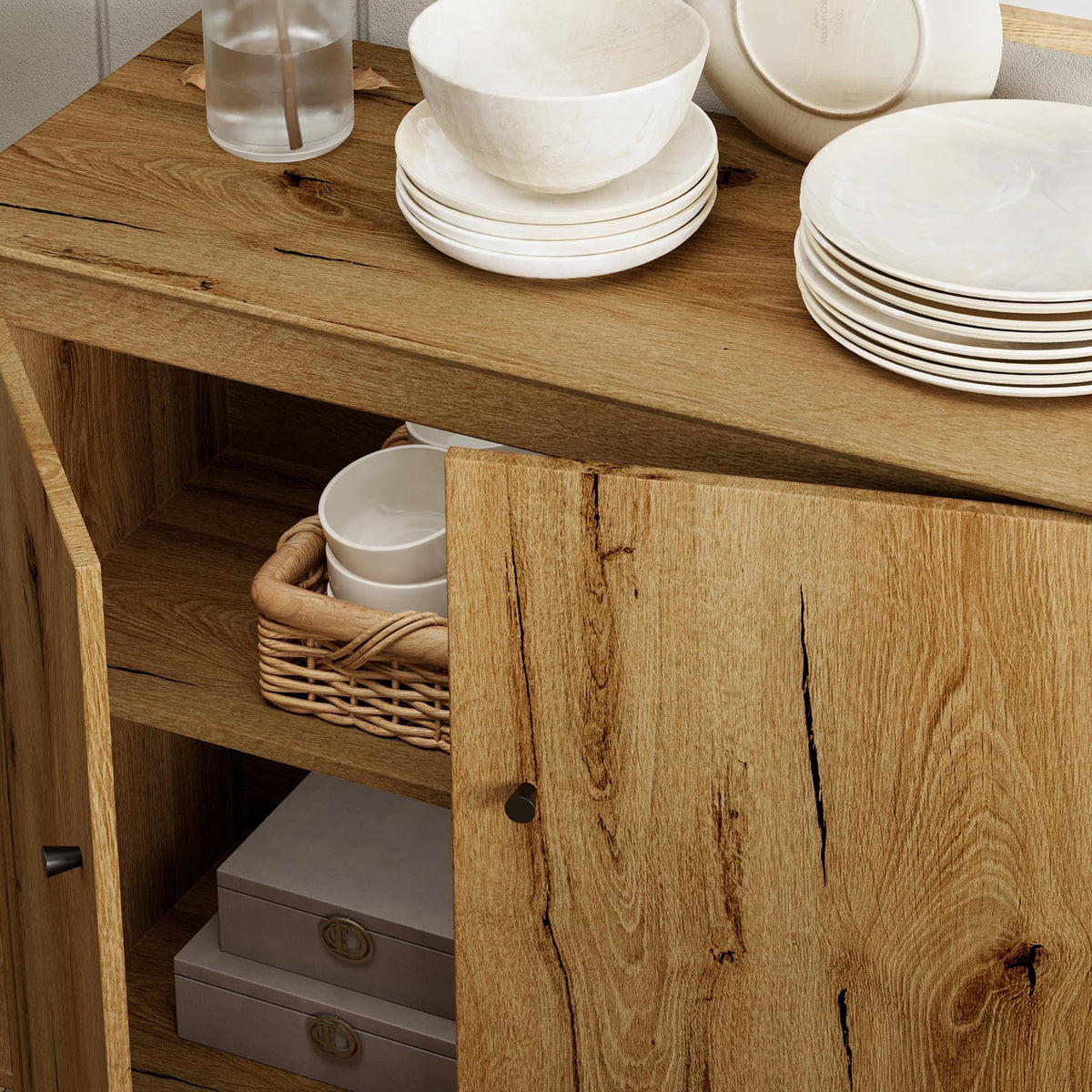Oak Brown Storage Cabinets X876791