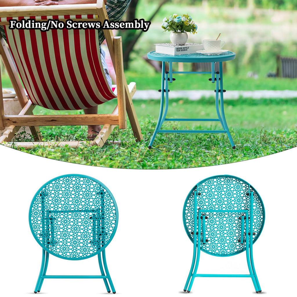 Folding Outdoor Side Table with Cutouts D464