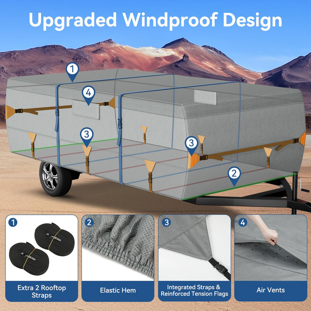 Waterproof Pop Up Camper Tent Trailer Cover 10'-12' I5840