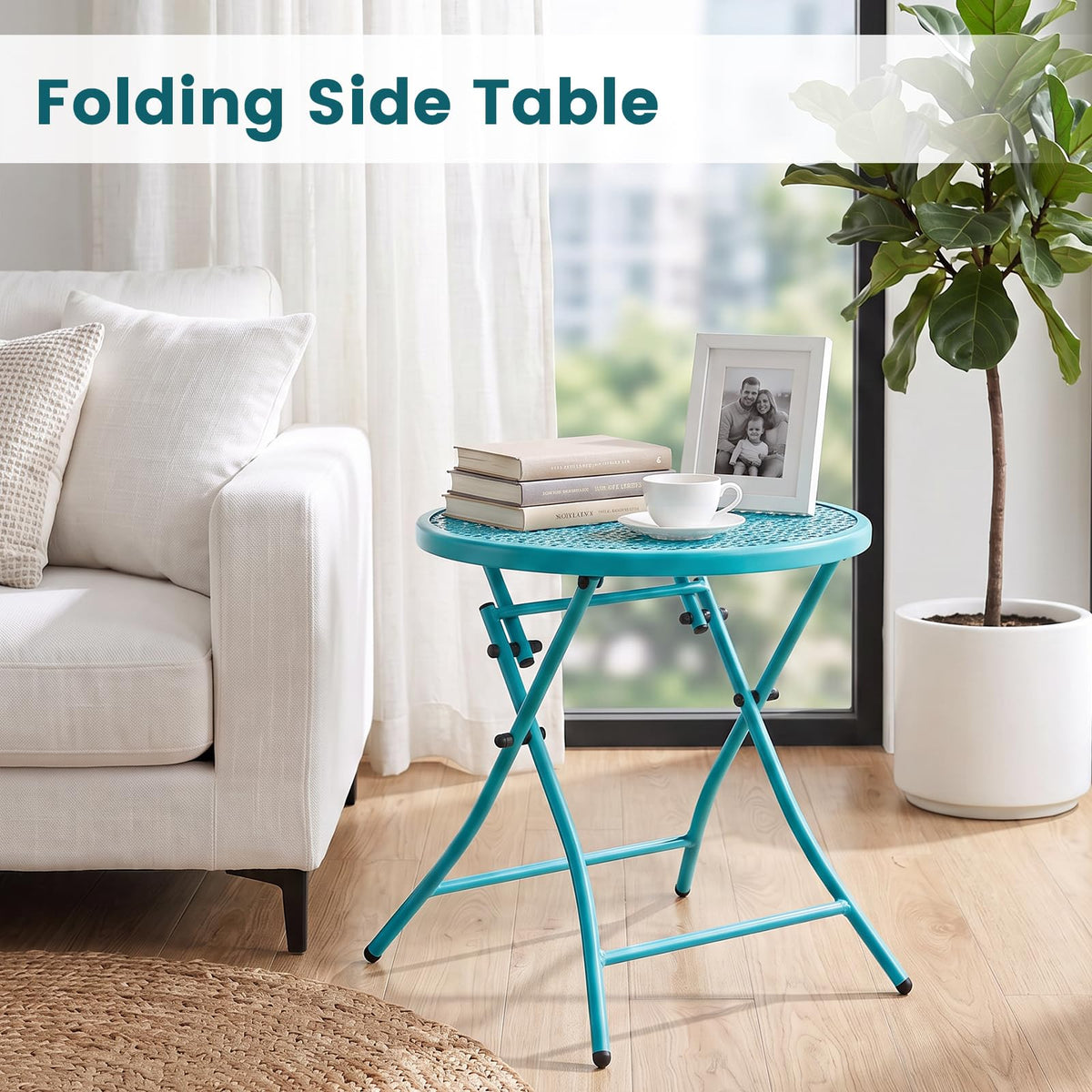 Folding Outdoor Side Table with Cutouts D464