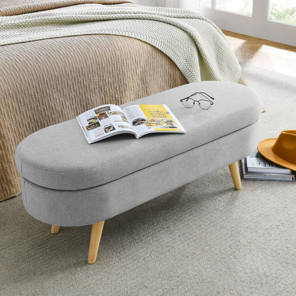Oval Storage Bench with Rubber Wood Legs S773