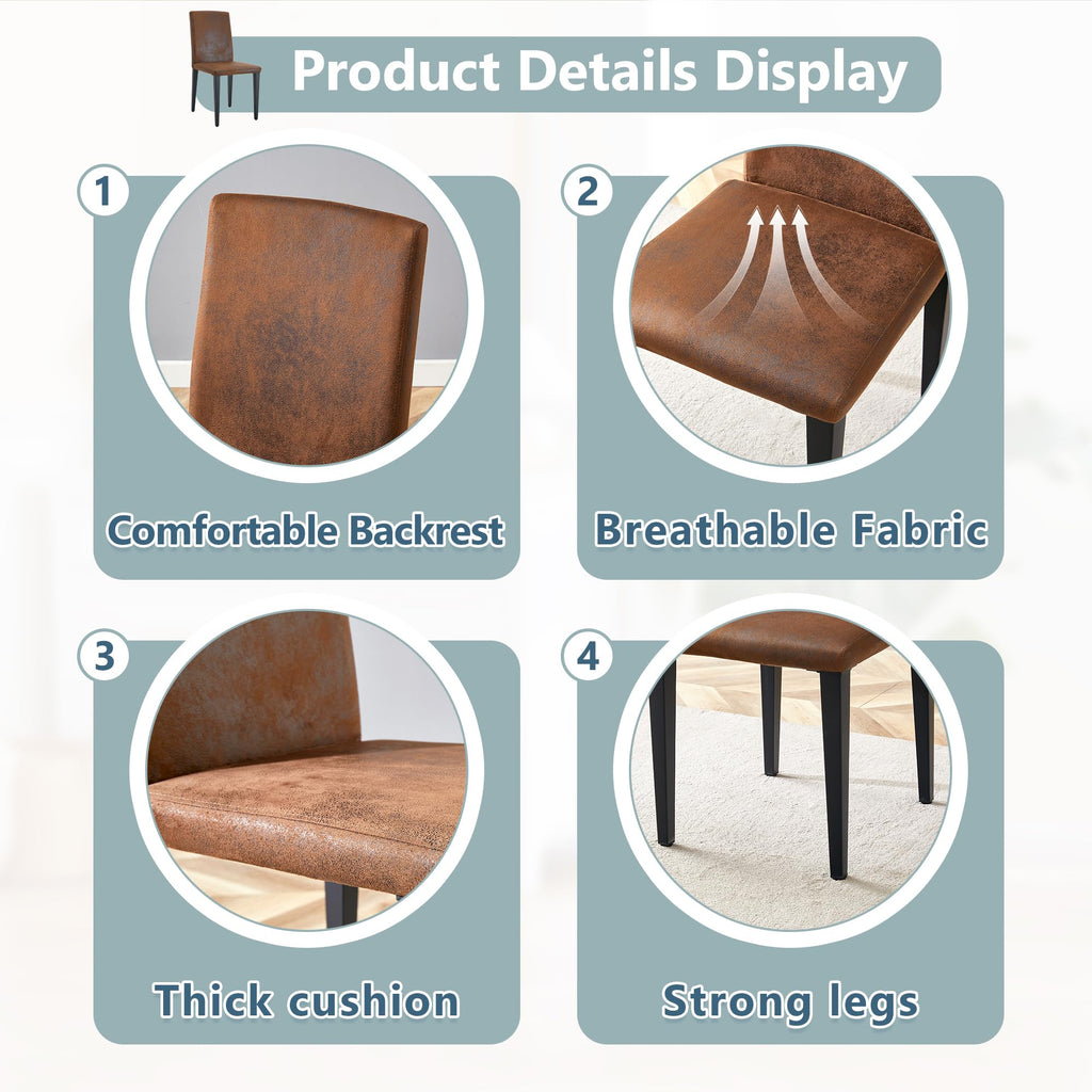 Brown 9 Piece Extendable Dining Table Set with 8 Suede Chairs S7097