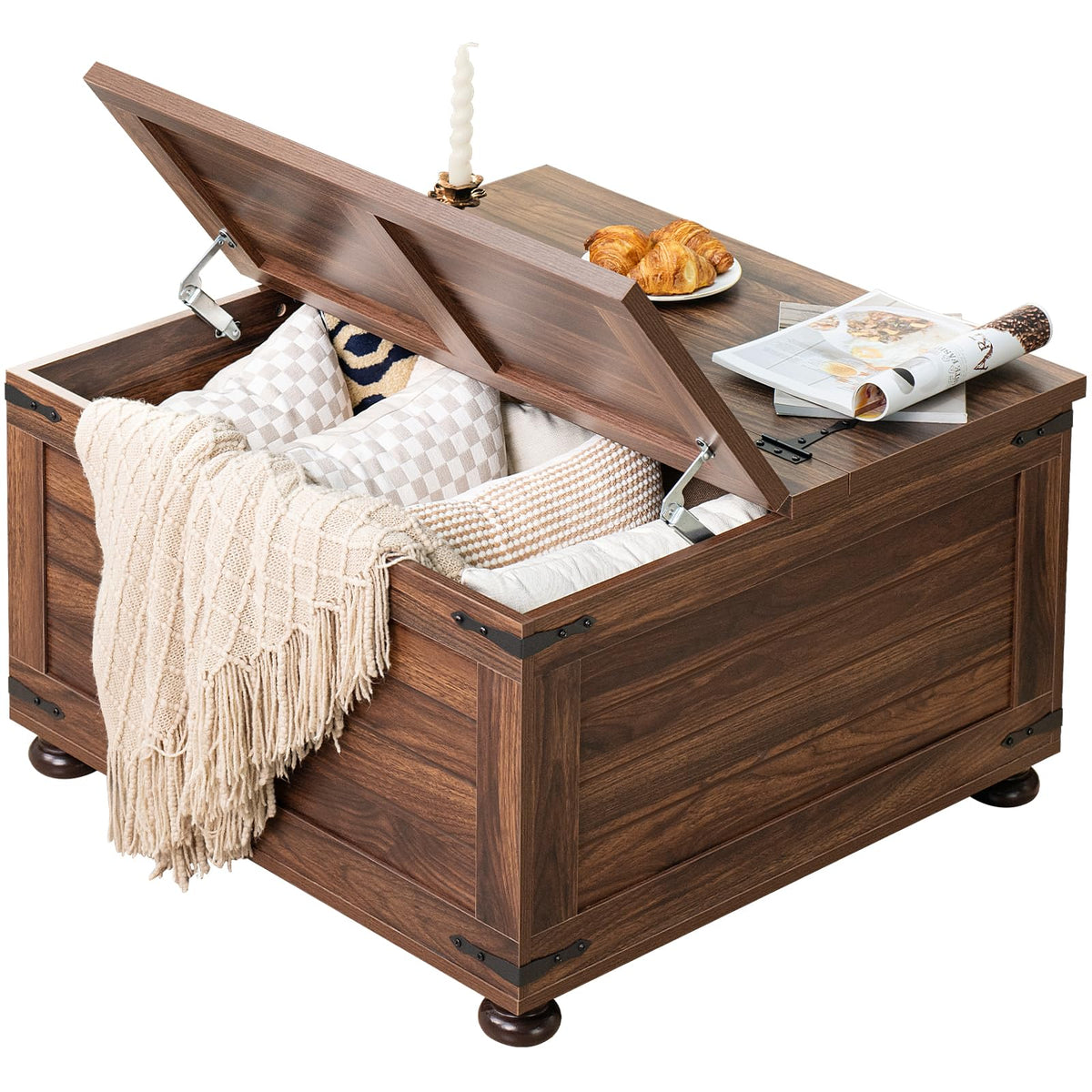 Brown Walnut Coffee Table with Hidden Storage G1002
