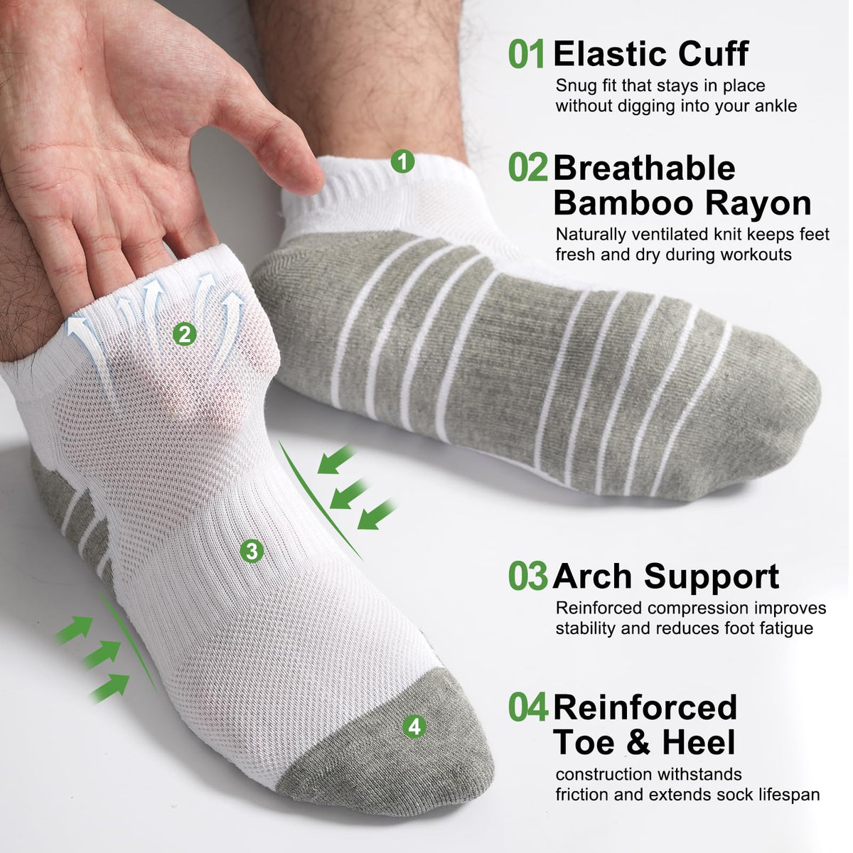 Moisture Wicking Bamboo Viscose Ankle Socks X268774
