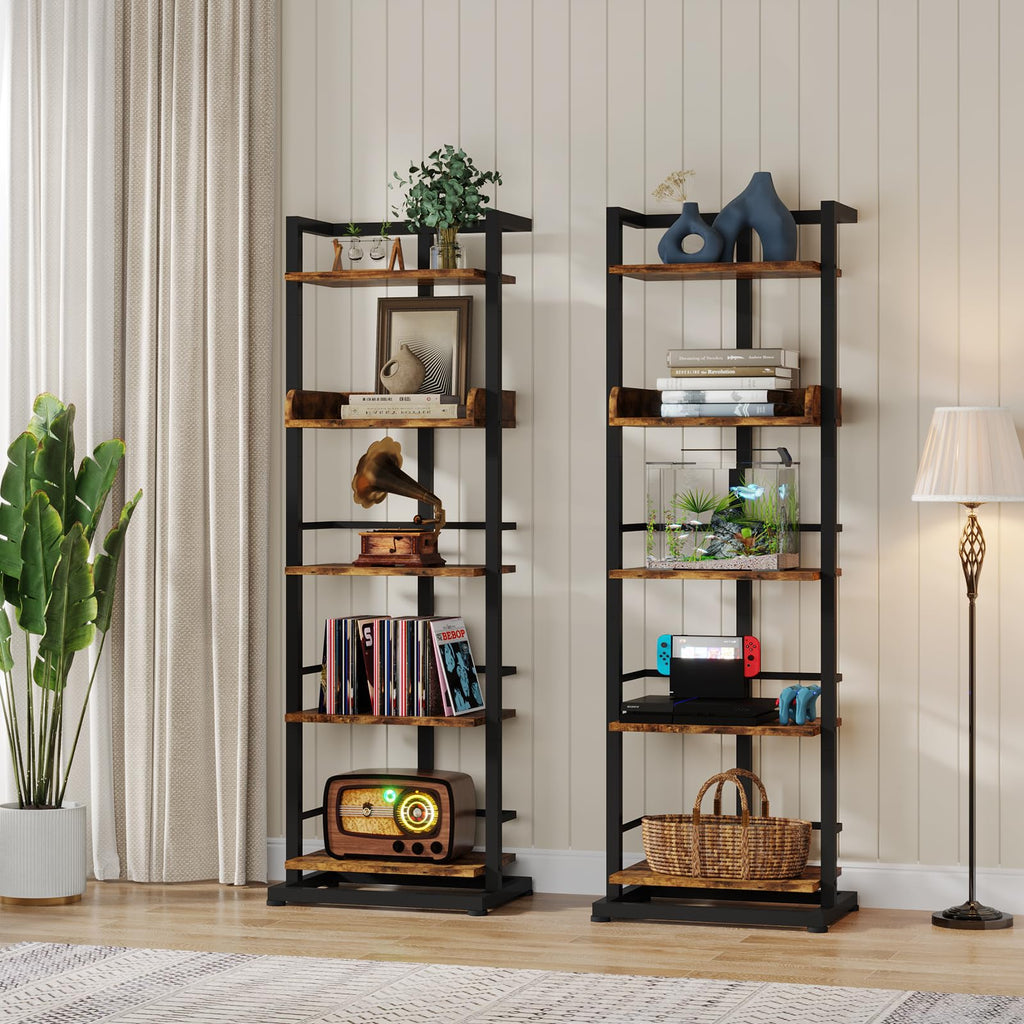 5 Tier Wood Bookcase with Metal Edge Protection X8605