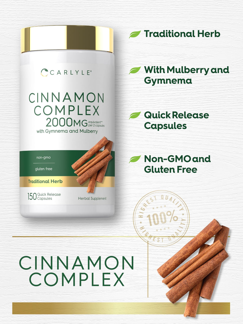 Cinnamon Complex with Gymnema and Mulberry 150 Capsules H45034