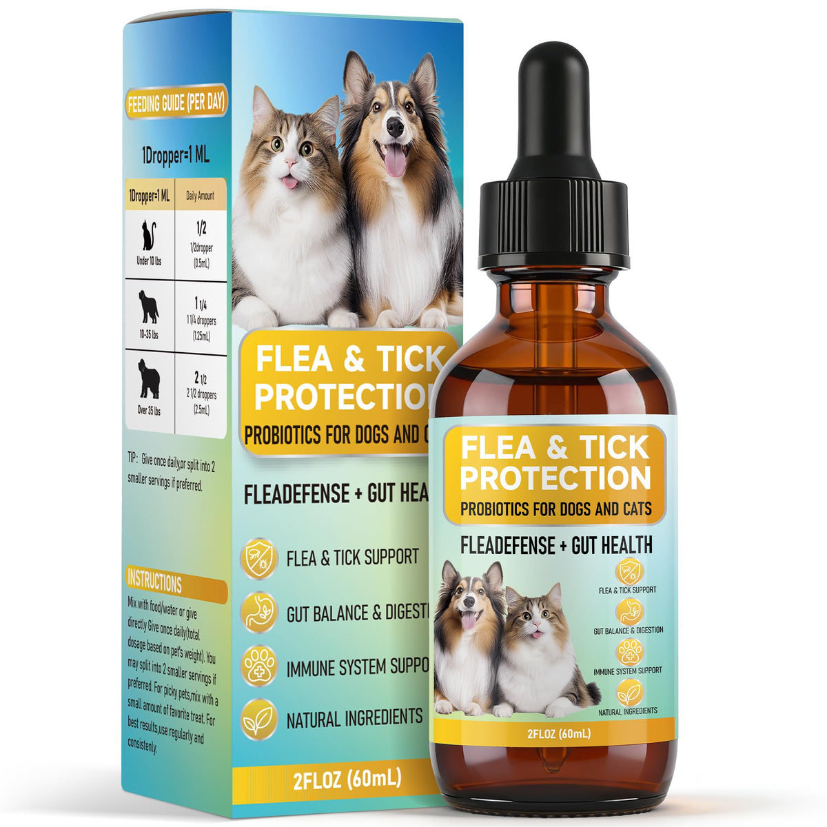 4-in-1 Natural Herbal Supplement Drops for Dogs & Cats X8305