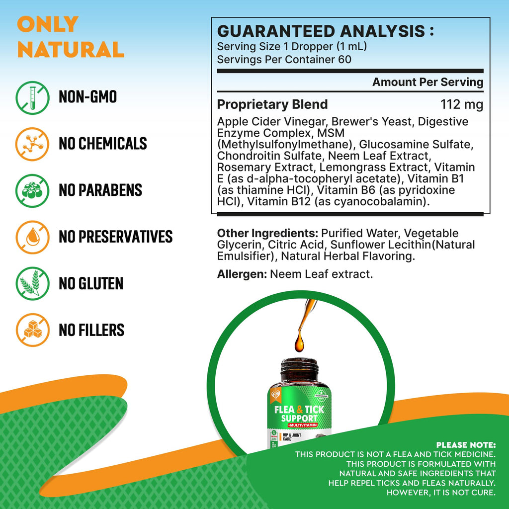 Natural Flea & Tick Prevention Drops for Dogs and Cats E893046