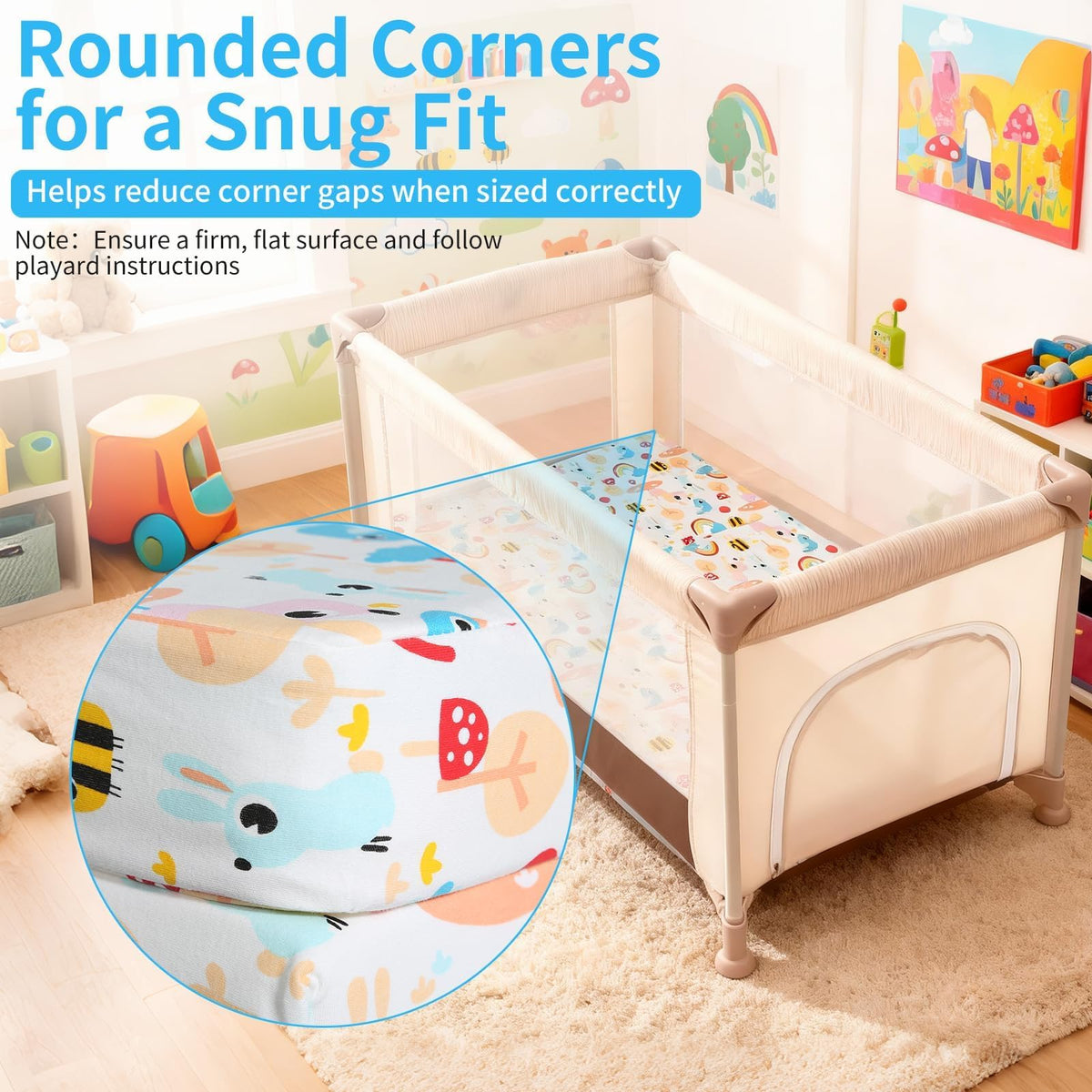 Trifold Pack and Play Mattress 38x26, Dual Sided Foldable Waterproof Washable Portable Crib Mattress Topper with Carry Bag P584