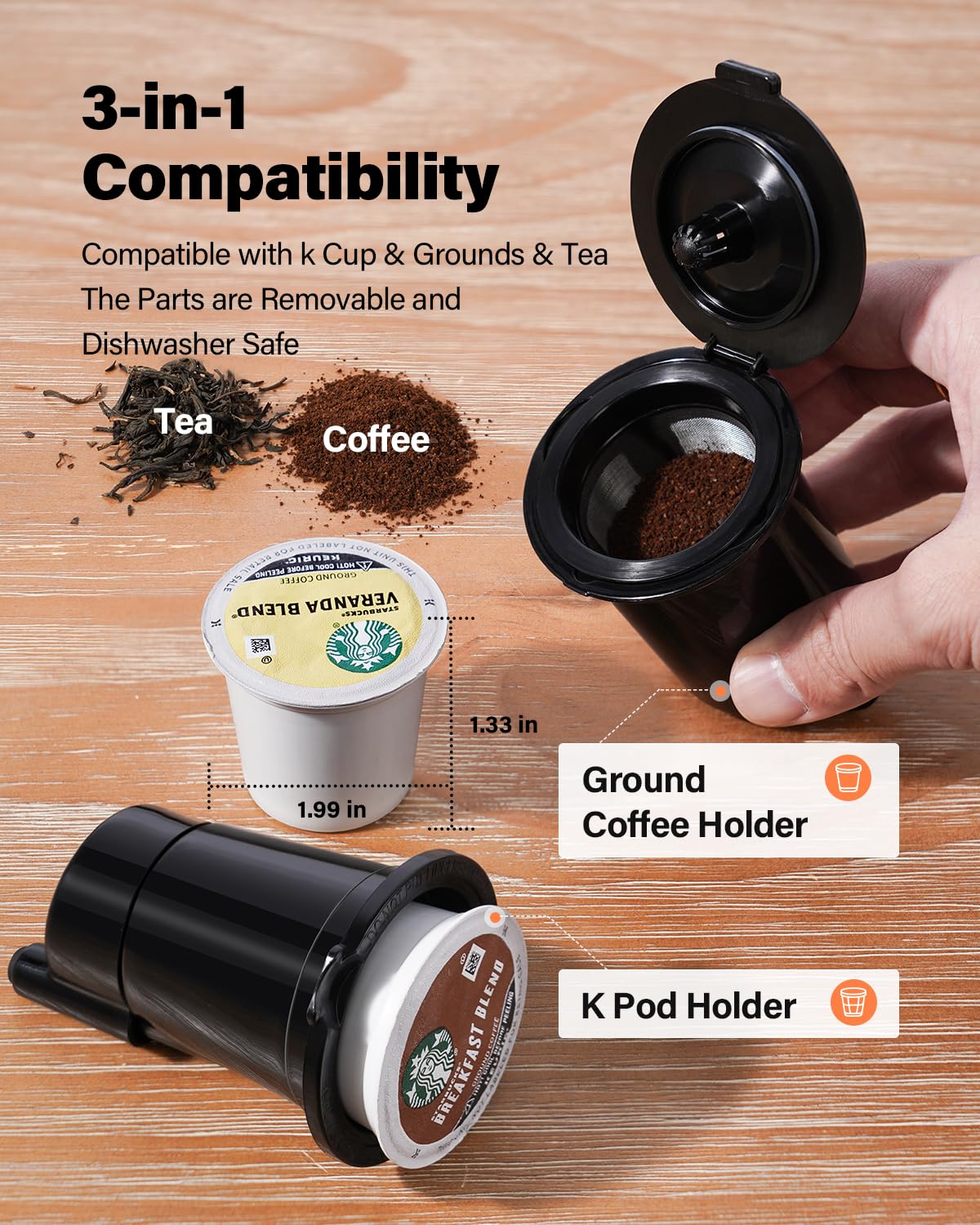 Single Serve Coffee Maker for K Cup and Grounds, White Z774