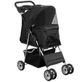 Black 4 Wheel Foldable Pet Stroller A902627
