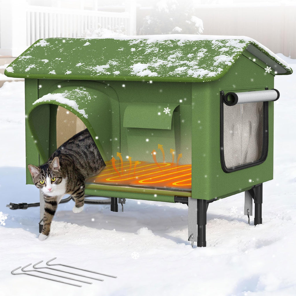 24" Heated Cat House with Escape Door B932