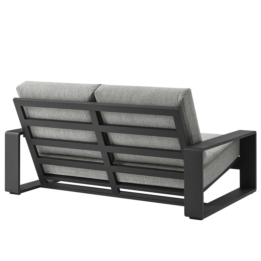 Light Gray Aluminum Outdoor Loveseat with Removable Cushions N4369