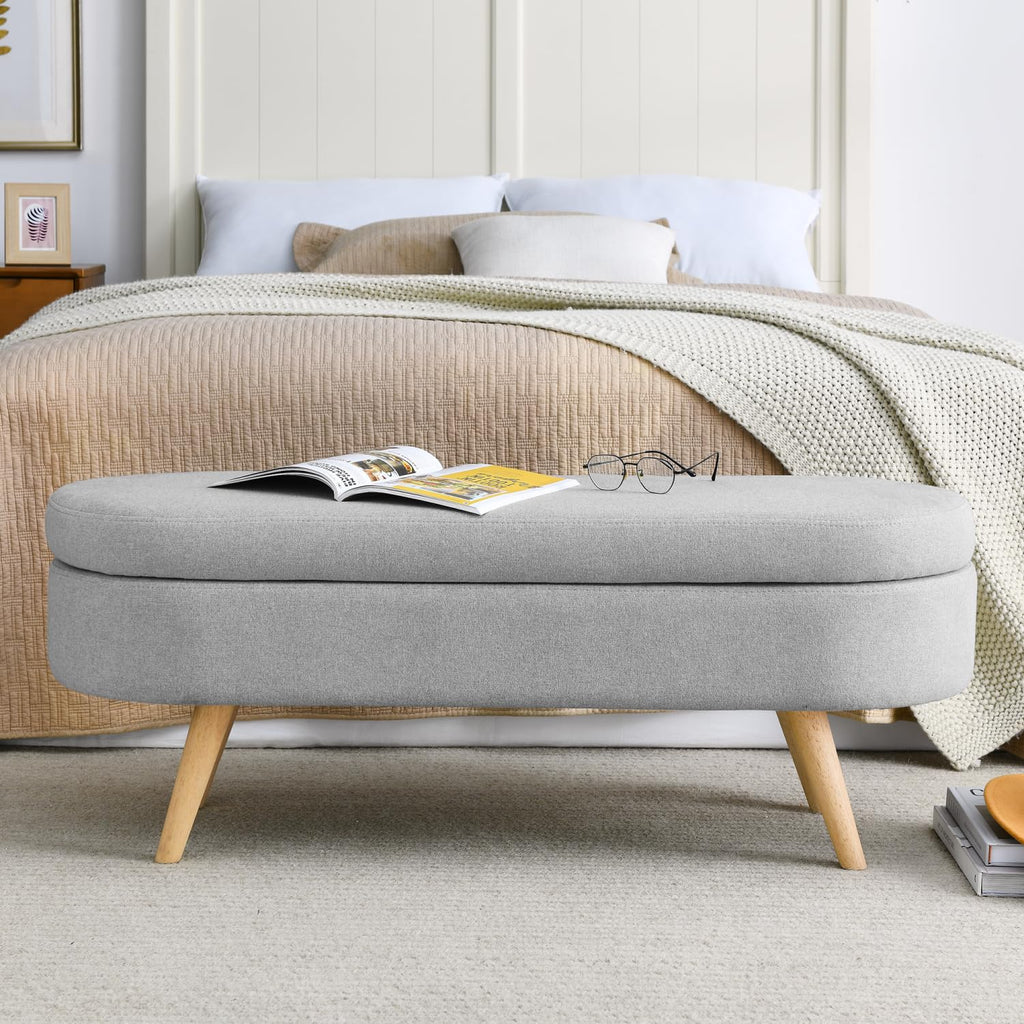 Oval Storage Bench with Rubber Wood Legs S773