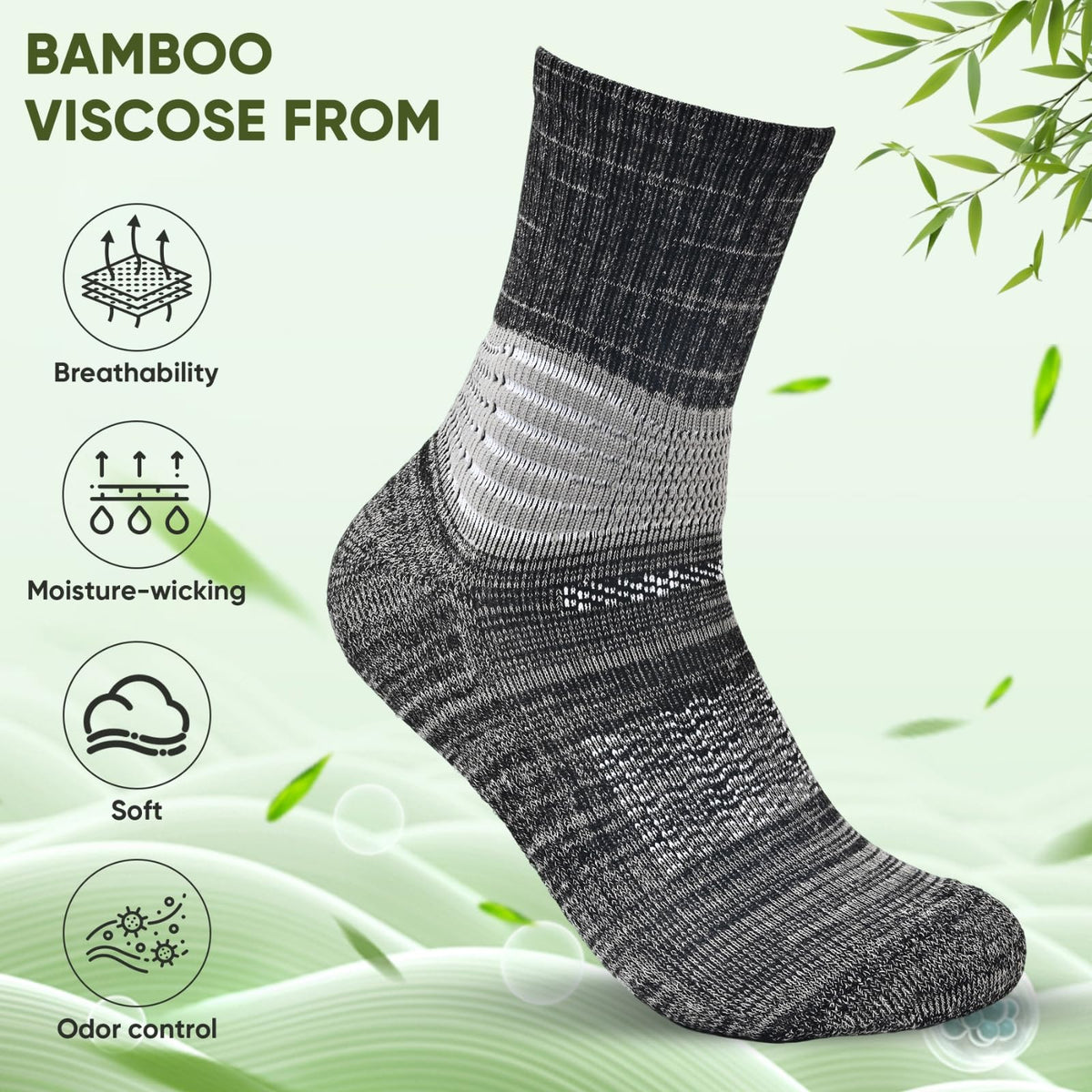 Compression Ankle Support Crew Socks 3 Pairs V748