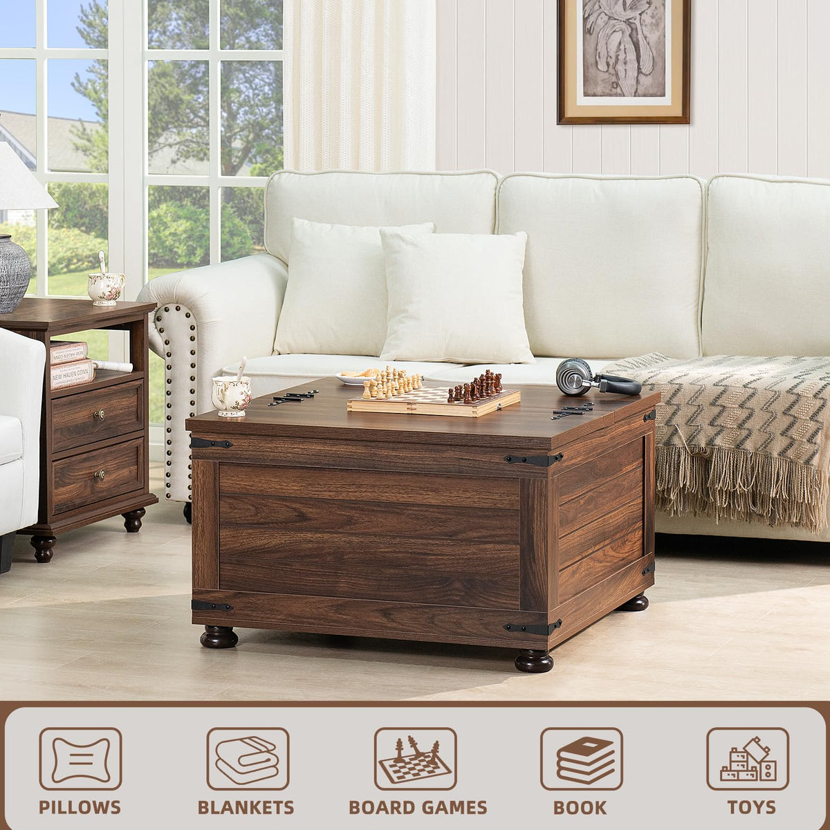 Brown Walnut Coffee Table with Hidden Storage G1002