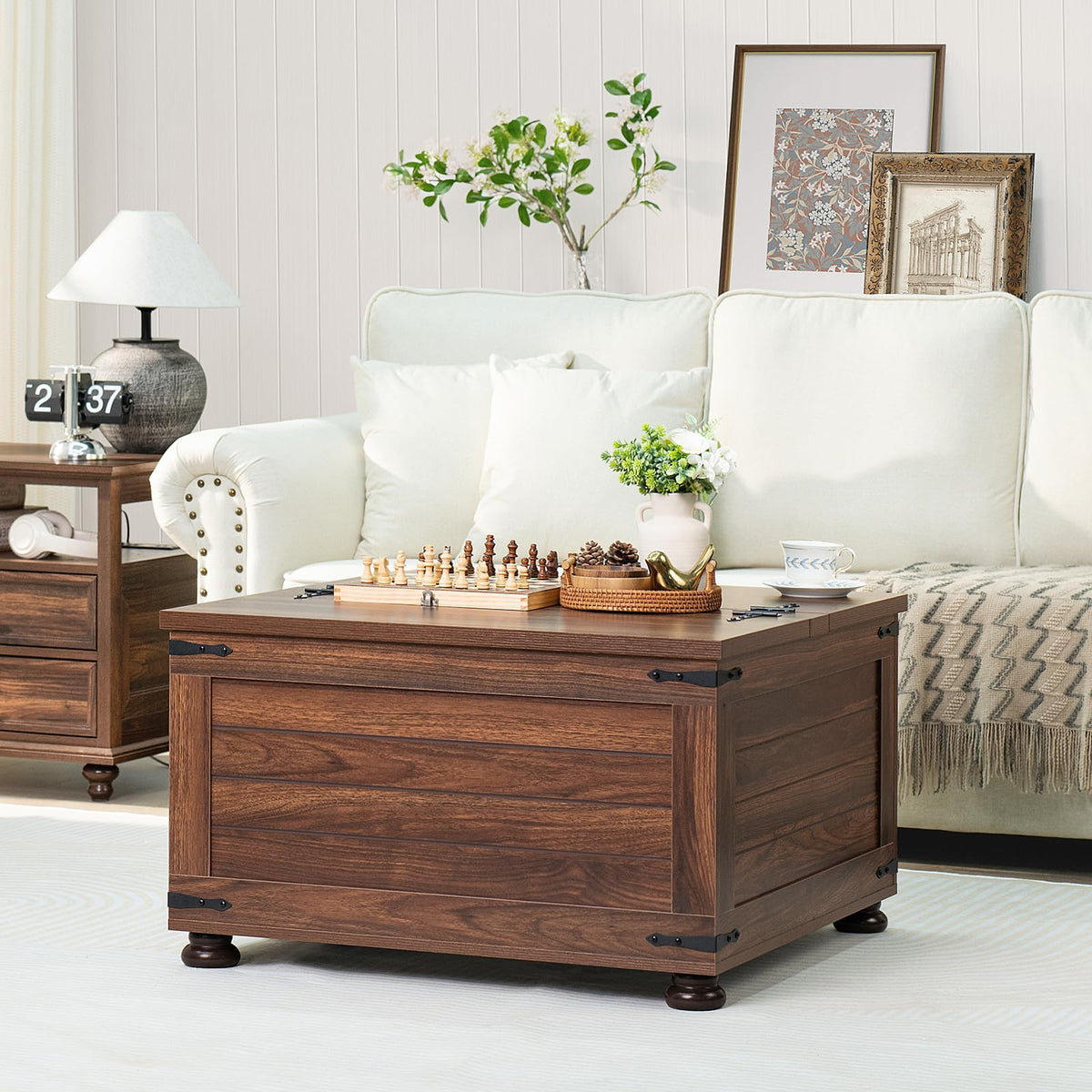 Brown Walnut Coffee Table with Hidden Storage G1002