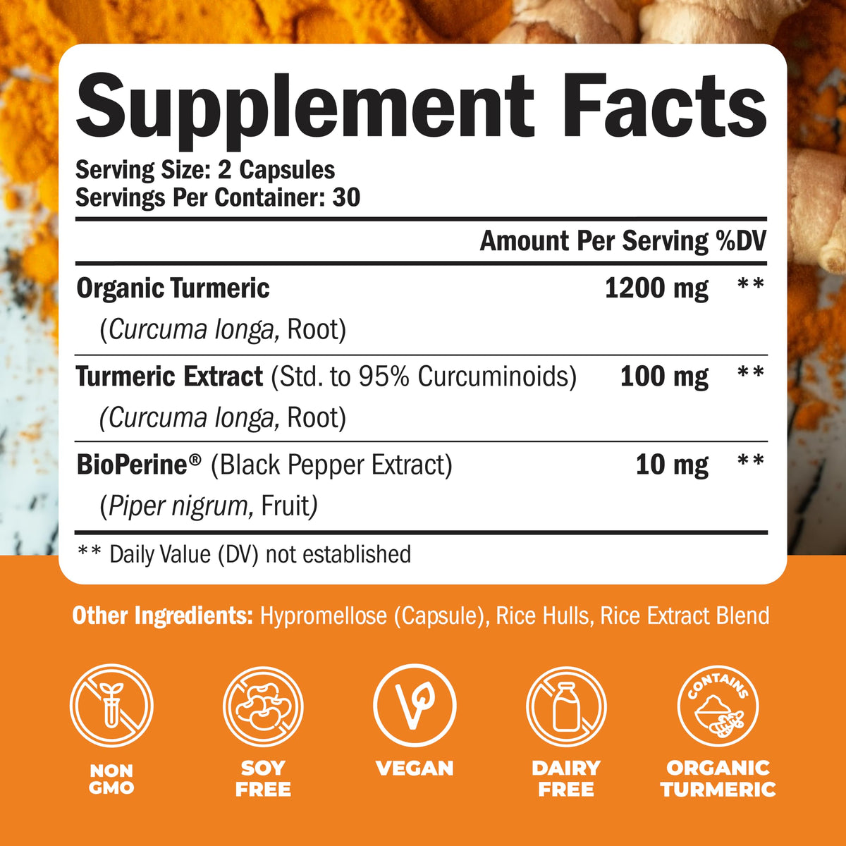 Turmeric Curcumin with Black Pepper Extract Joint Support Supplement P653