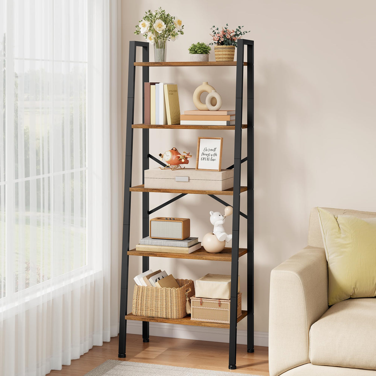5-Tier Metal Ladder Bookshelf U1245
