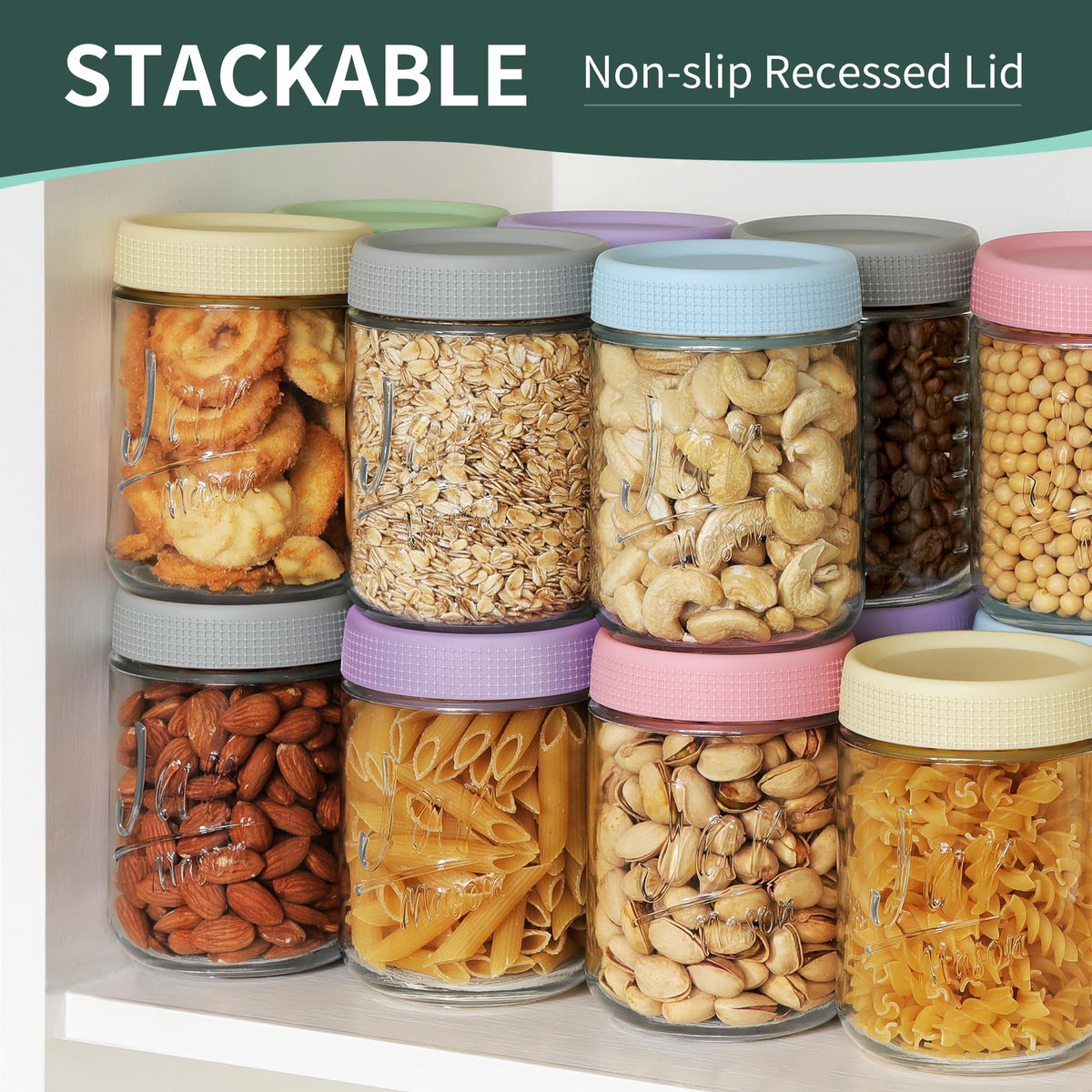 6 Pack 16 oz Glass Containers with Lids L58967