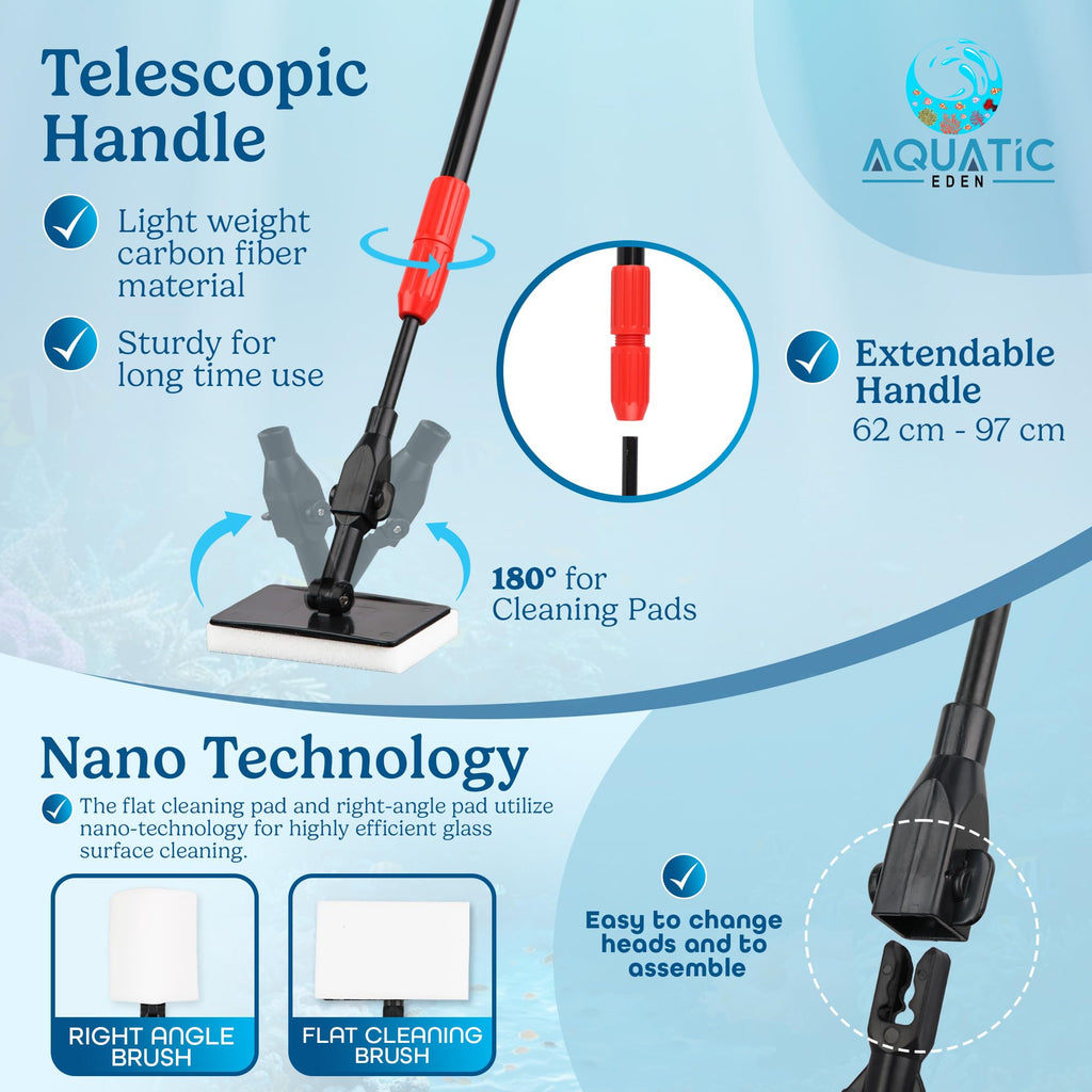 7 in 1 Aquarium Cleaning Kit with Algae Scraper, Fish Net, Gravel Rake & Brush G4789
