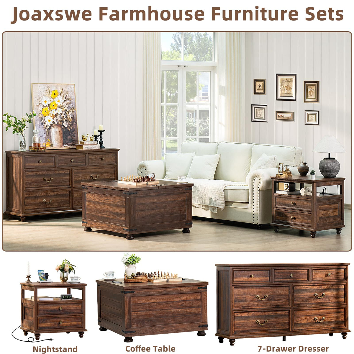Brown Walnut Coffee Table with Hidden Storage G1002
