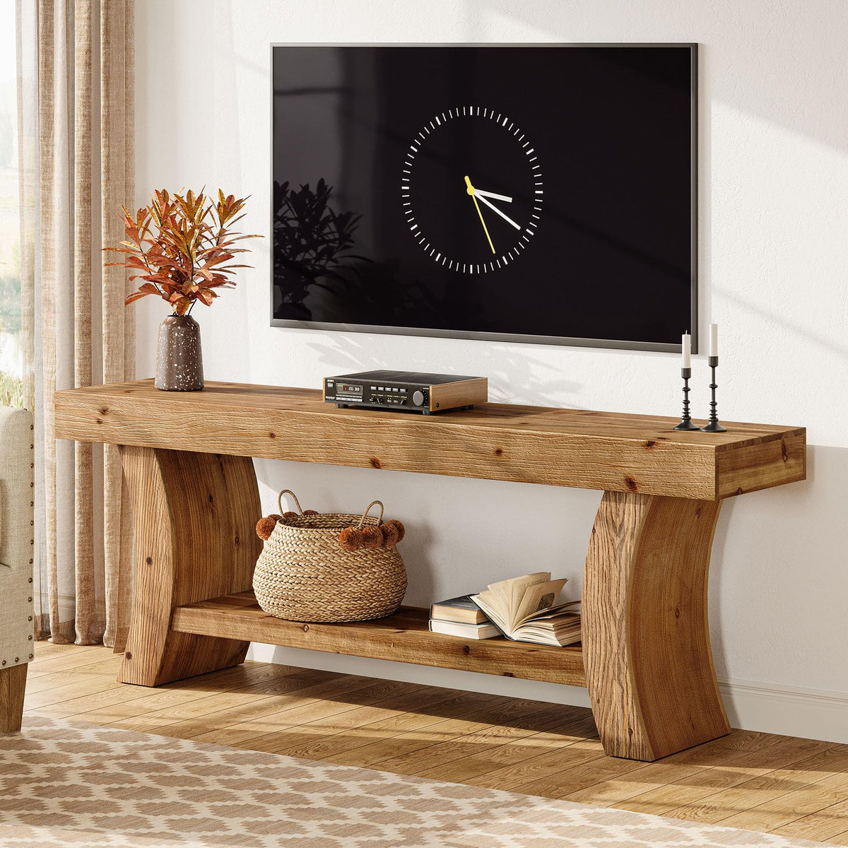 63" Solid Wood TV Stand with Storage C179