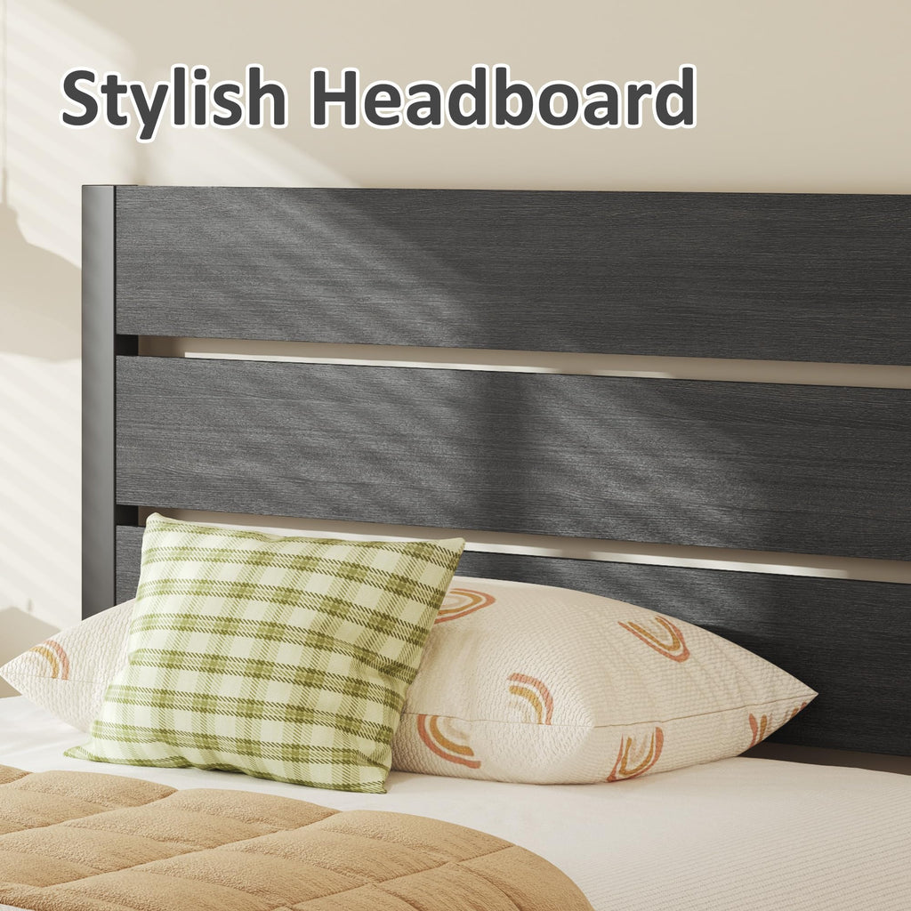 Twin Metal Bed Frame with Headboard and Under Bed Storage E655231