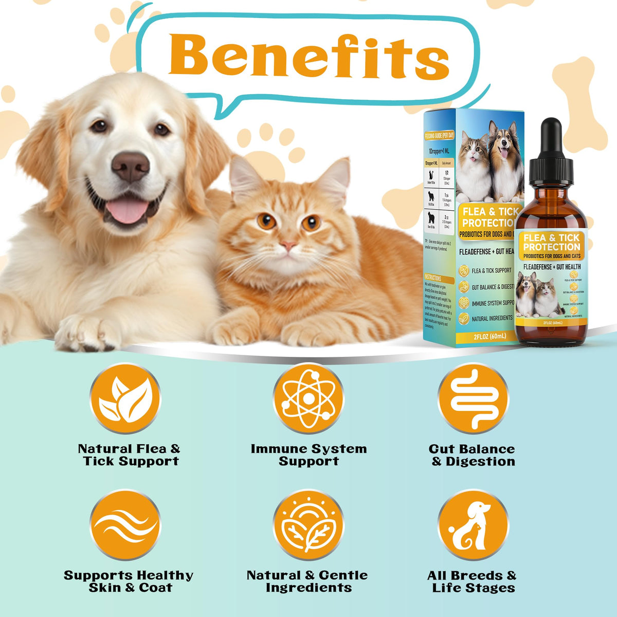 4-in-1 Natural Herbal Supplement Drops for Dogs & Cats X8305