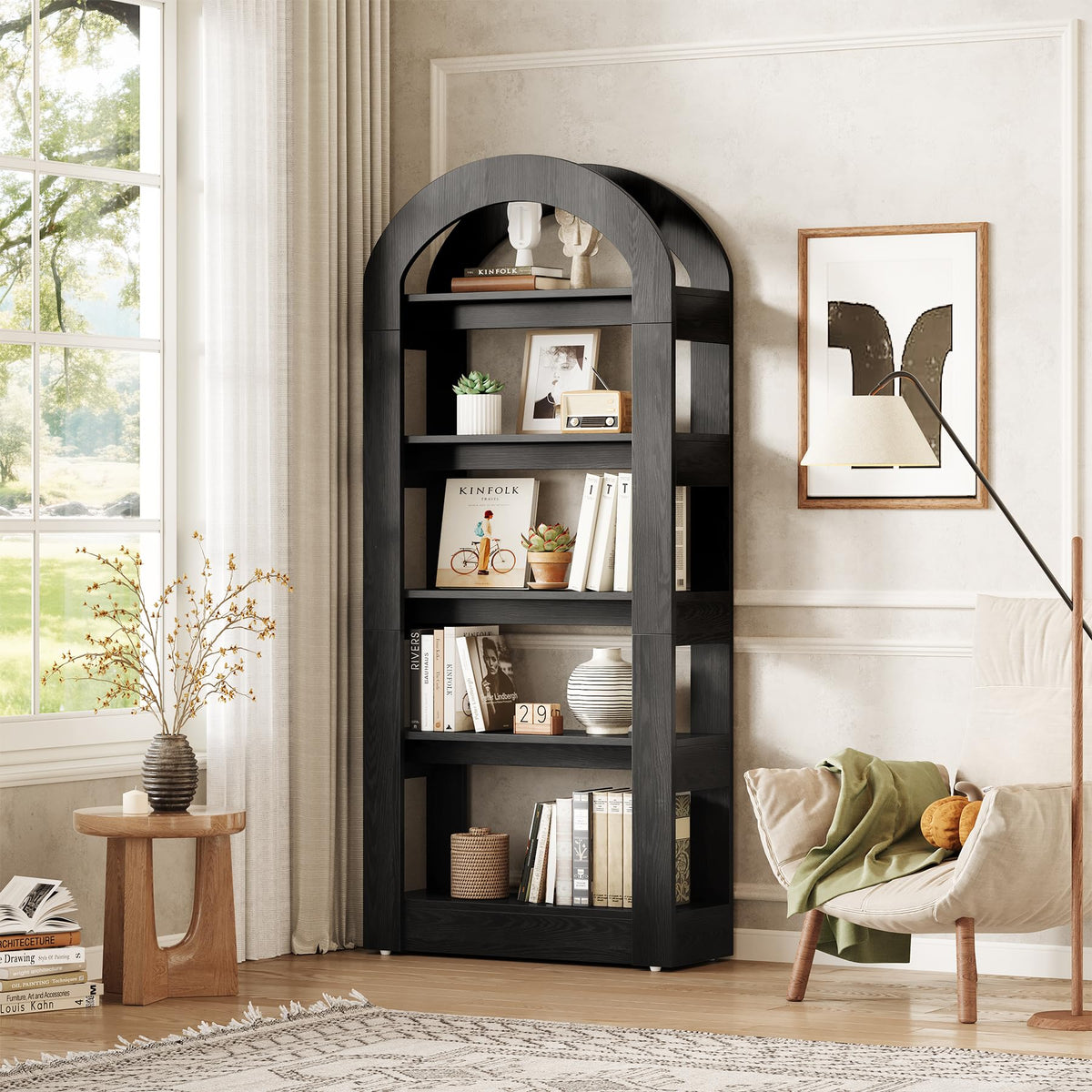 5-Tier Arch-Shaped Wooden Bookshelf M8099