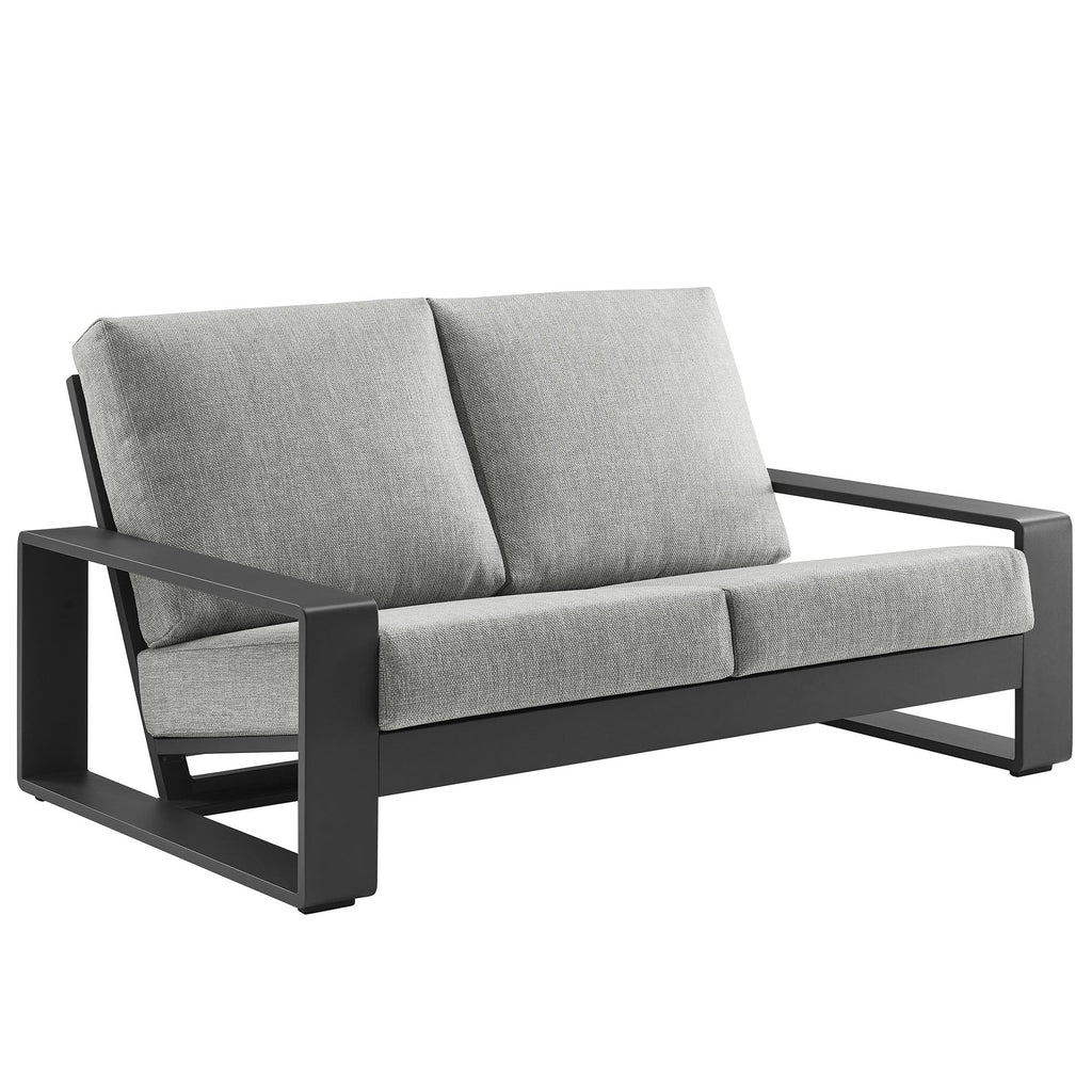 Light Gray Aluminum Outdoor Loveseat with Removable Cushions N4369