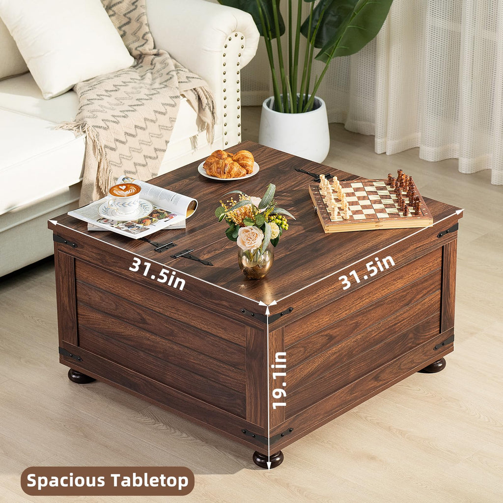 Brown Walnut Coffee Table with Hidden Storage G1002