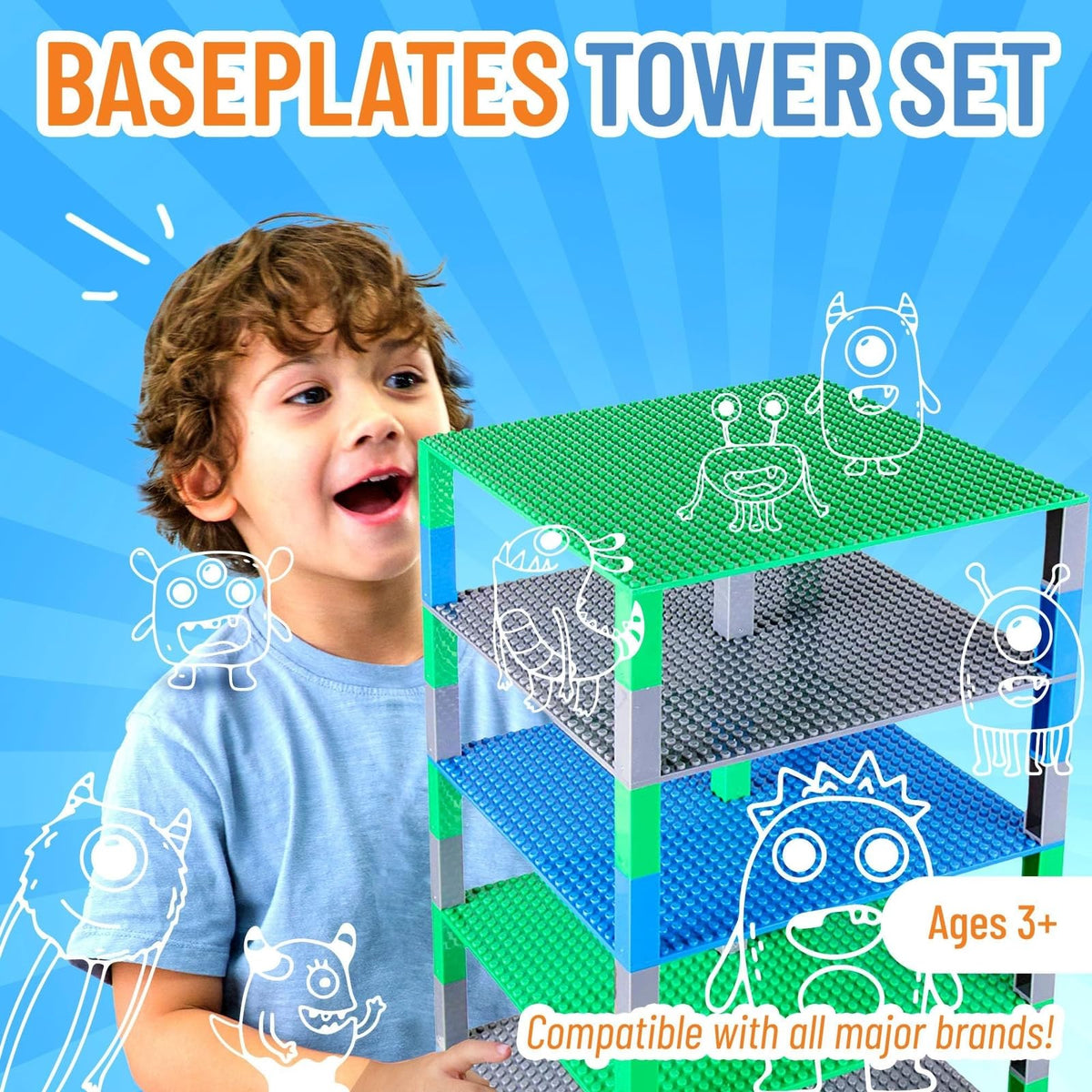 10 x 10 in 6 Baseplates with 50 Stackers Building Toy Blocks T2589