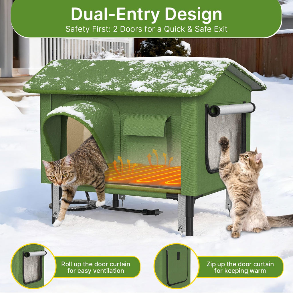 24" Heated Cat House with Escape Door B932