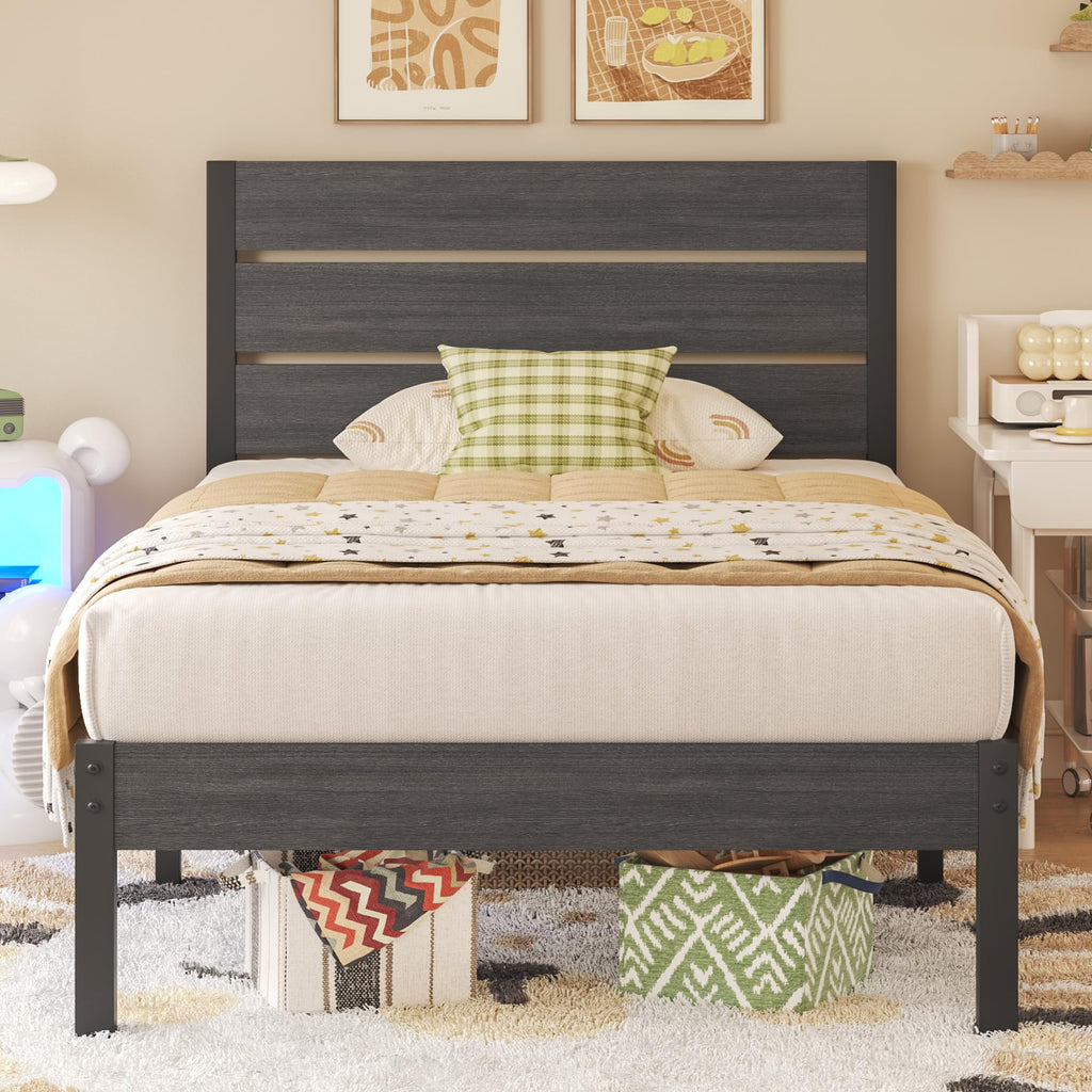 Twin Metal Bed Frame with Headboard and Under Bed Storage E655231