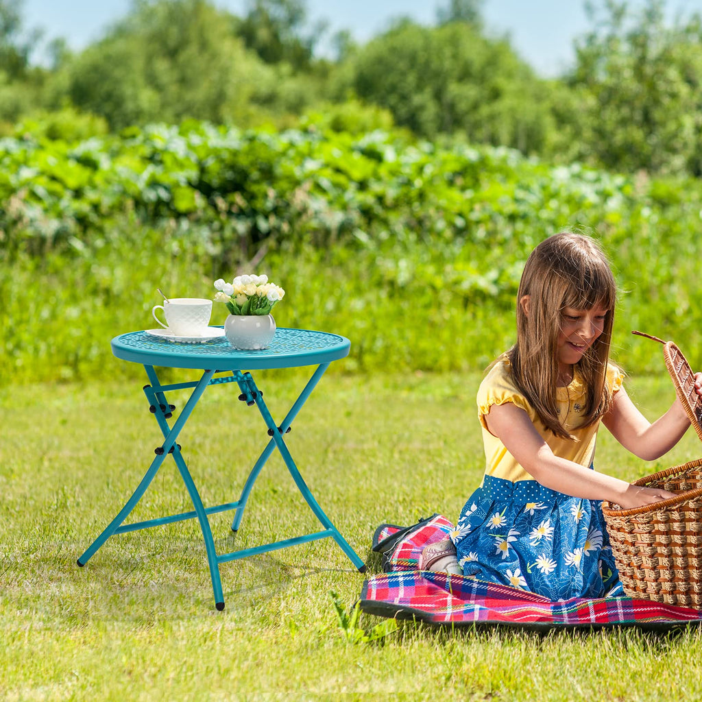 Folding Outdoor Side Table with Cutouts D464