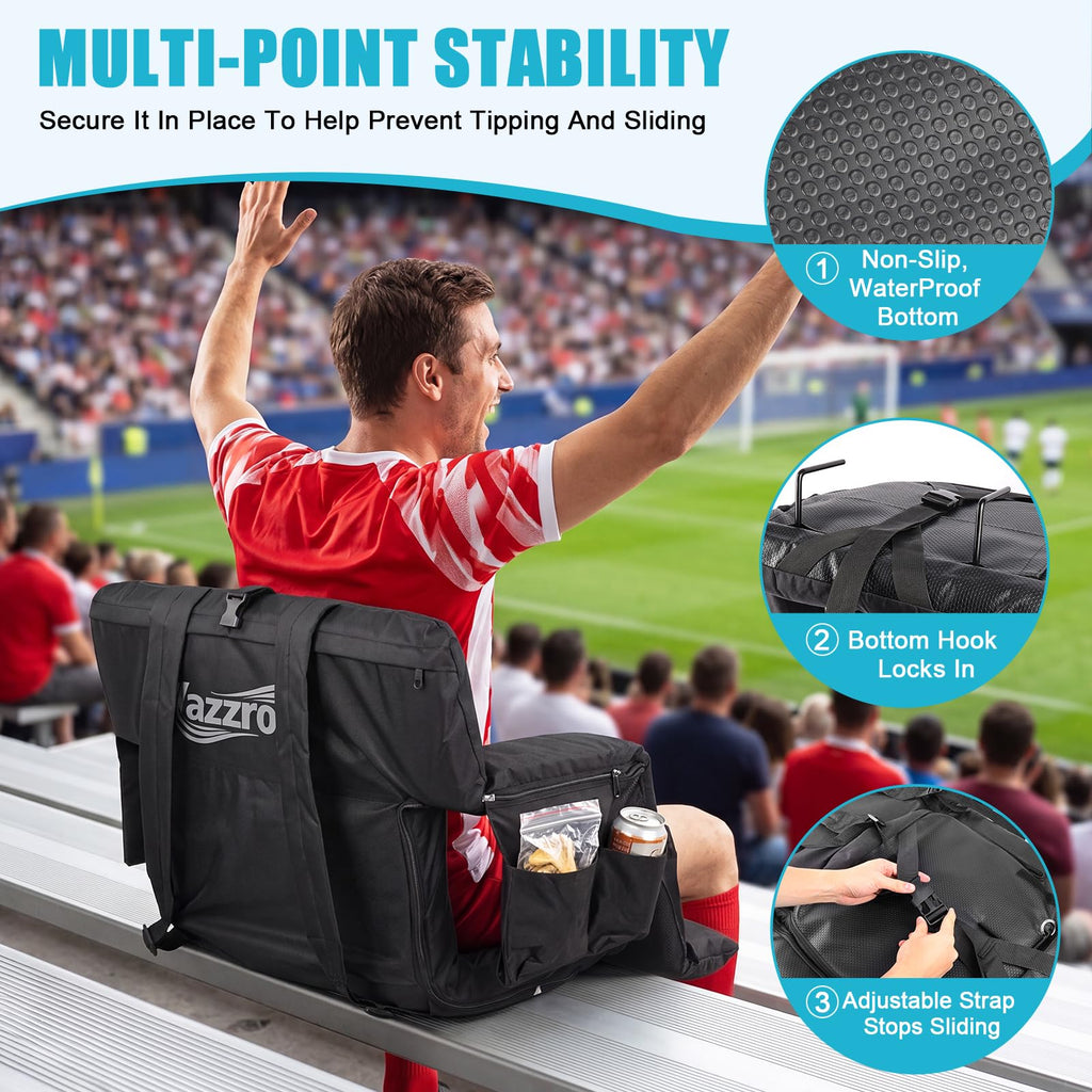 Wide Padded Stadium Seat with Back Support and Cup Holder C994
