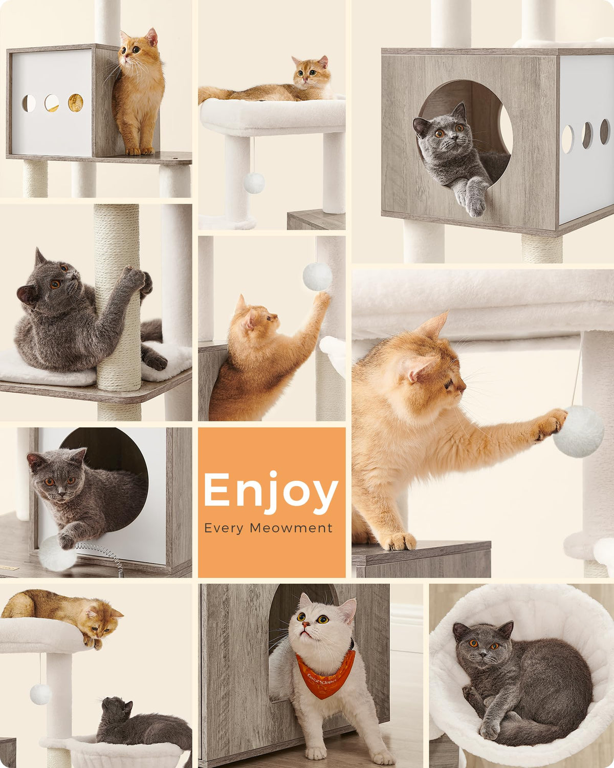 70.1-Inch Tall Cat Tree with Litter Box Enclosure X216219