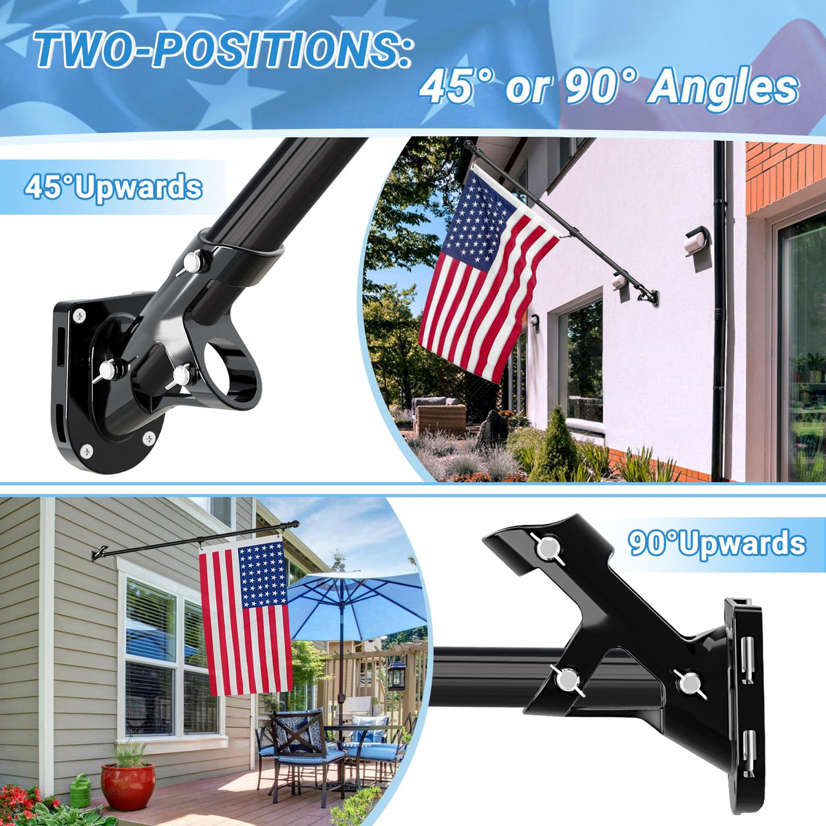 Heavy Duty Aluminum Alloy Wall Mount Flag Pole Holder G4028