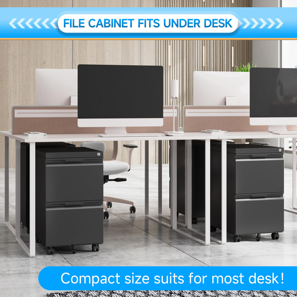 2 Drawer Mobile File Cabinet with Lock H613
