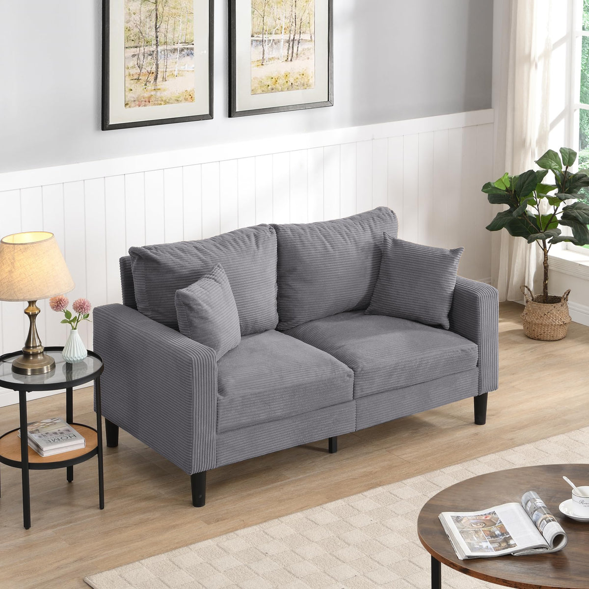 Light Gray Upholstered Loveseat Sofa Z667257