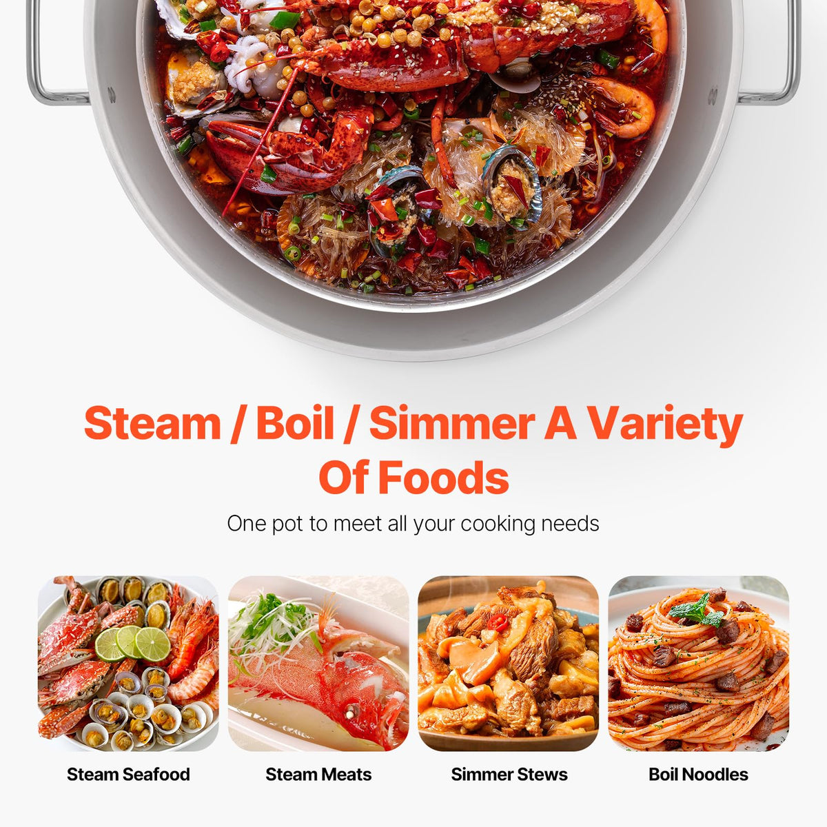 60 Qt Aluminum Seafood Boiling Pot with Strainer and Burner S447262